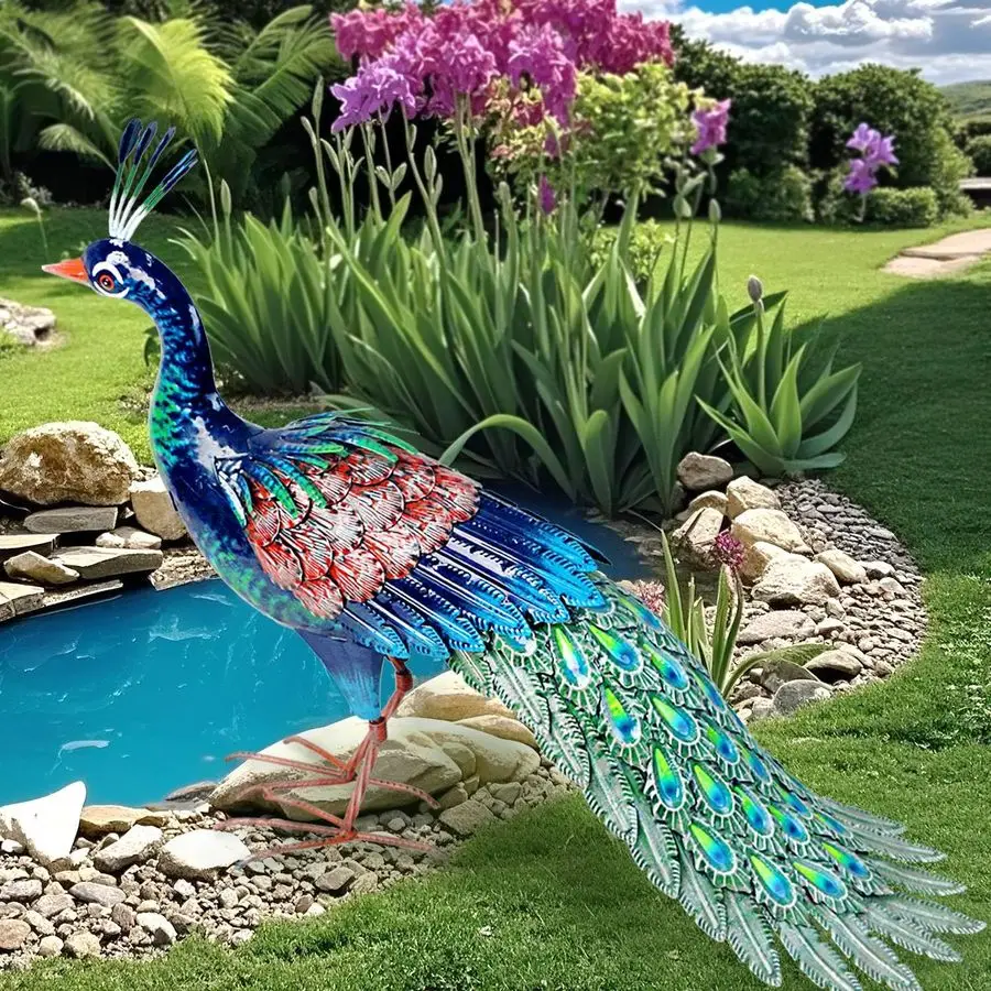 

Metal Peacock Statue for Outdoor Decor 24 L Elegant Peacock Sculpture for Garden, Patio, Yard, or Home Weatherproof amp Handcraf