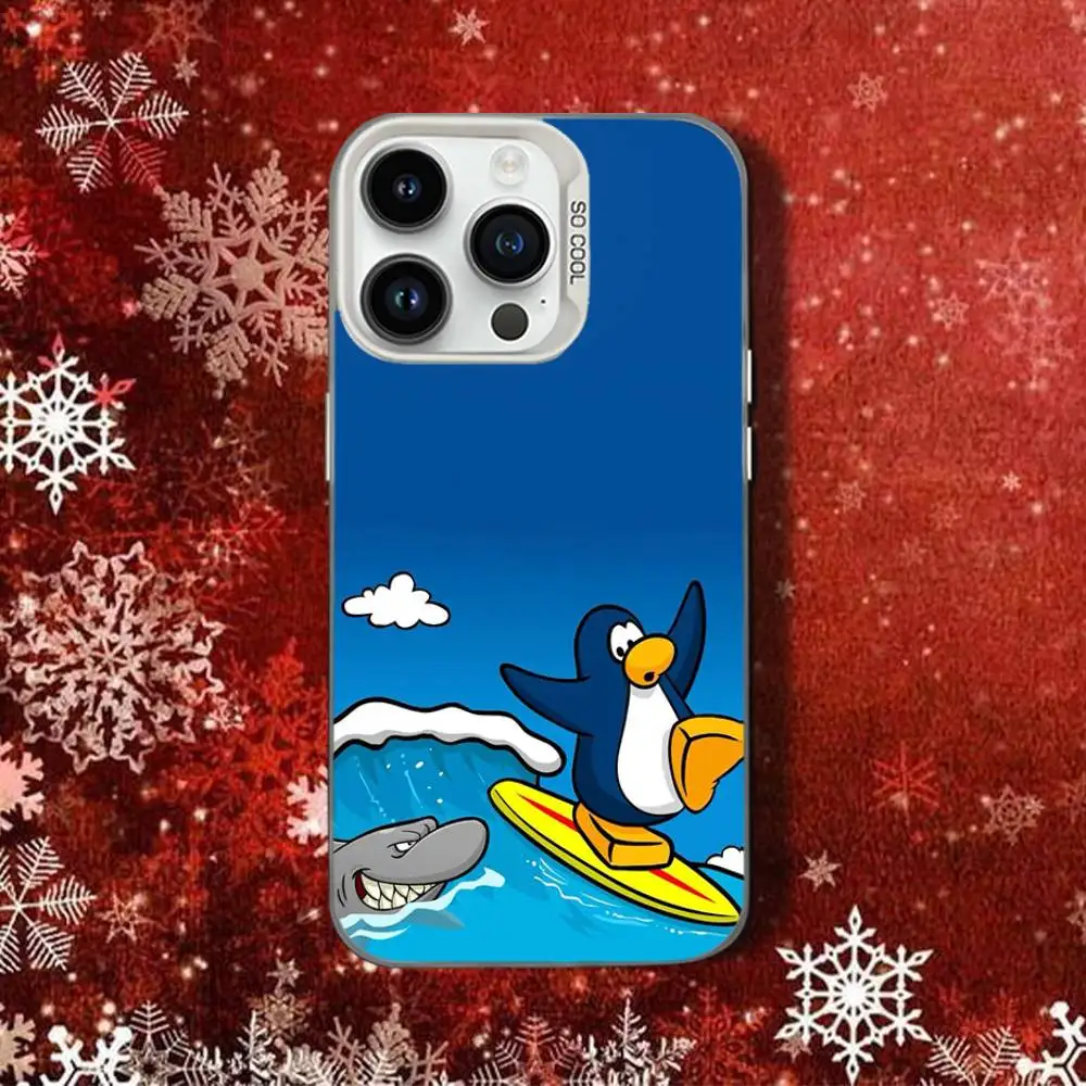 Game ClubS Penguin-S-ES Voor iPhone 14,16,15,17,13,12,11,Pro,SE4,Max,Plus,Air,Mini Telefoonhoesje Wit Snoep Schokbestendig