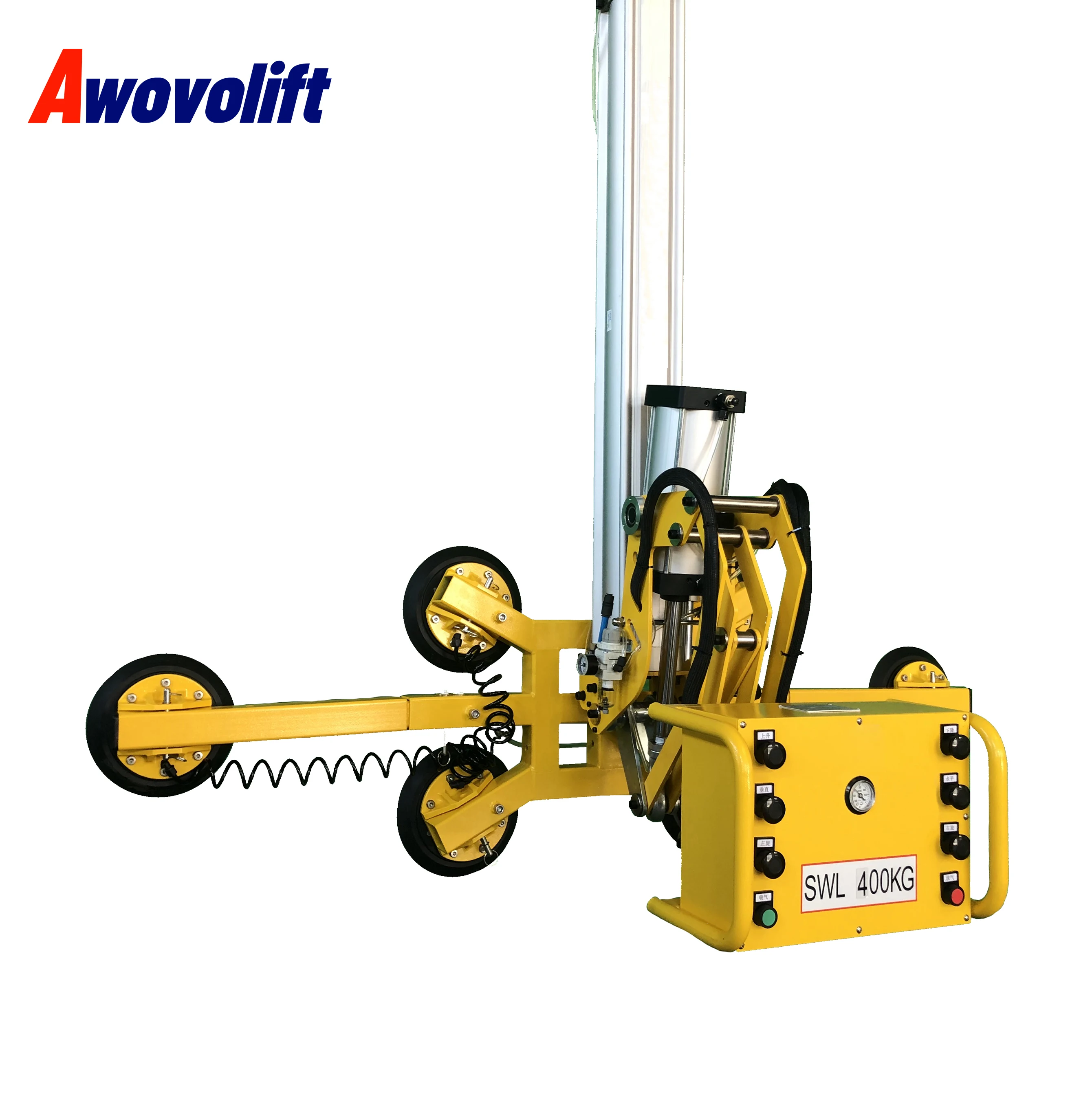 

Awovolift Vacuum Lifter With Pneumatic Automatic Flip And Rotate Air Powered Curtain Wall Glass Vacuum Suction Cup Butt Lifting