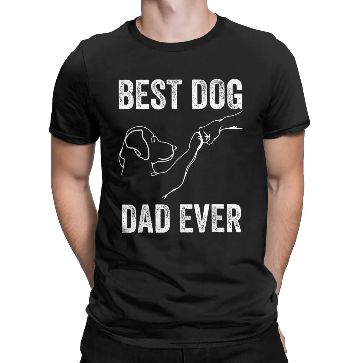 Amazing Dog And People Punch Hand Animal T-Shirts for Men O Neck Pure Cotton T Shirt Friendship Short Sleeve Tees Present