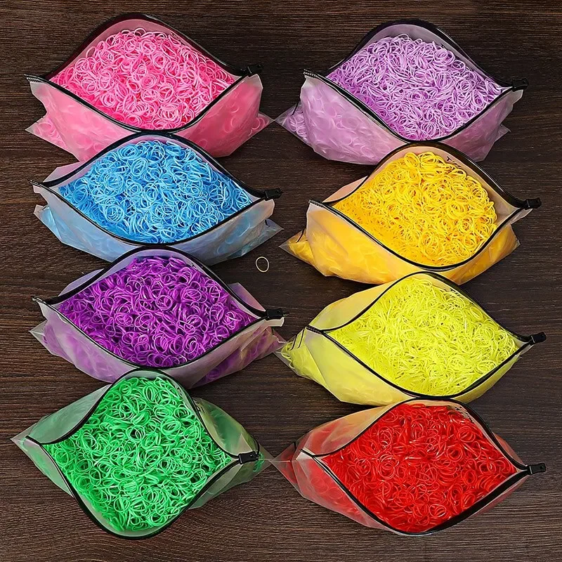 1000Pcs Colorful Small Disposable Hair Bands Girls Elastic Rubber Band Children Ponytail Holder Headband Kids Hair Accessories