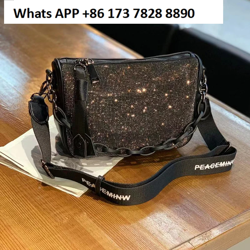 

Женская косая сумка со стразами 2024, корейская версия модных пельменей с бриллиантами, искусственная кожа на одно плечо