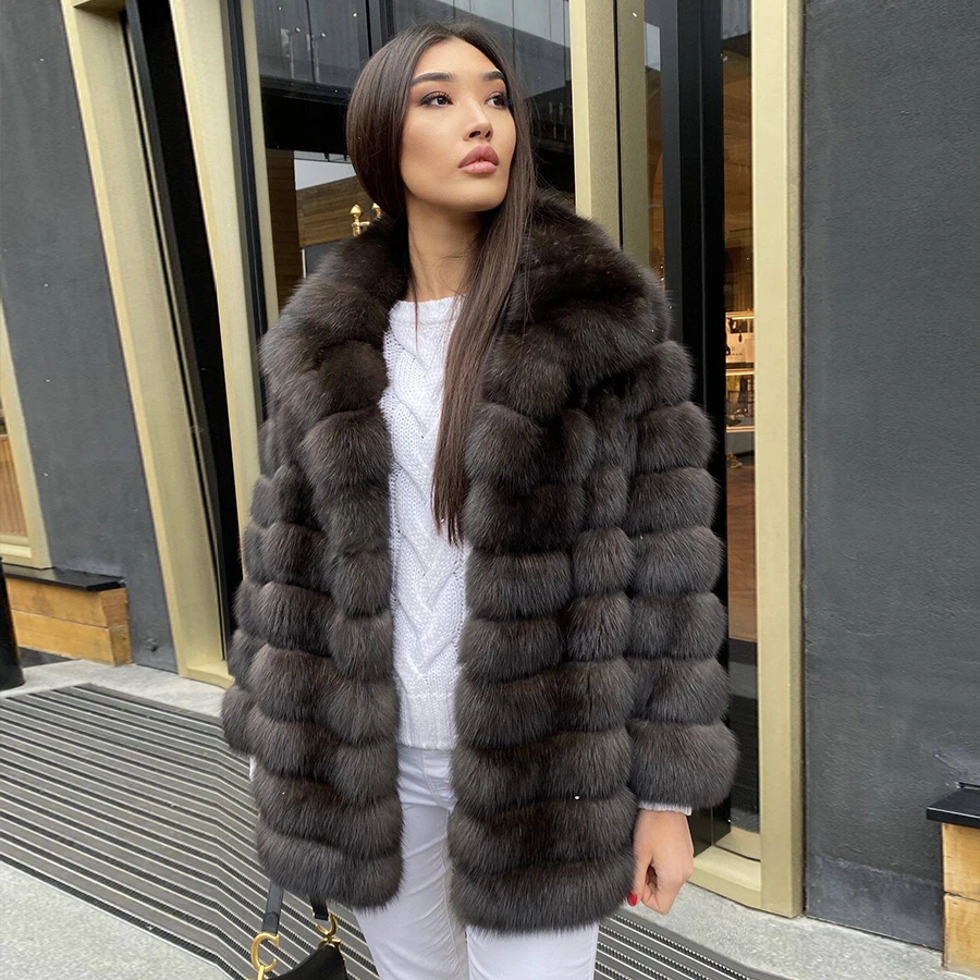 

Women Fur Coat Real Fox Fur Coat Women 2023 Luxury Winter Women Fox Fur Jackets Mid-Length Fur Overcoat