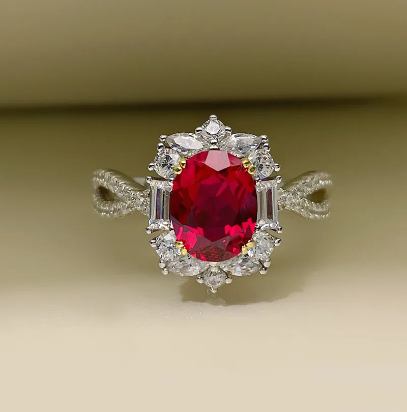 Ruby Ring Set with Exquisite Craftsmanship Simple and Generous Opening Colorful Treasure Women's Ring