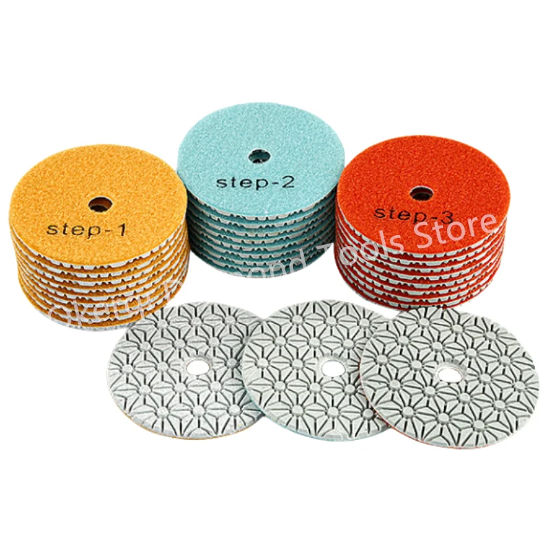3 Stück 3-Stufen-Polierpads 3 Zoll / 4 Zoll / 5 Zoll Nass-Polierpad für Beton, Granit, Marmor, Stein, Schleifscheiben, Polierwerkzeug – Detail 11