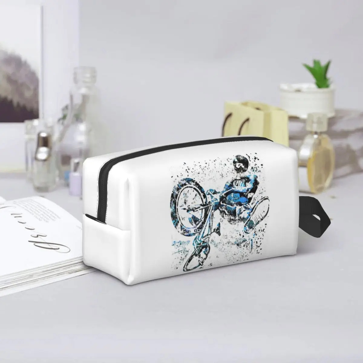 BMX Rider BMX Bike Makeup Bag Cosmetic Organizer Storage Dopp Kit Toiletry Cosmetic Bag for Women Beauty Travel Pencil Case