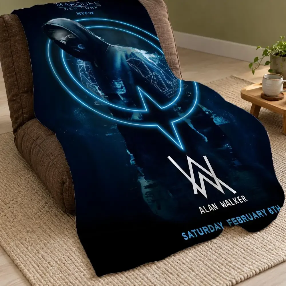 Popular Singer Edm Rave Dj Alan Walker Throw Double Sided Flannel Throw Blanket Soft Warm Washable Home Decor