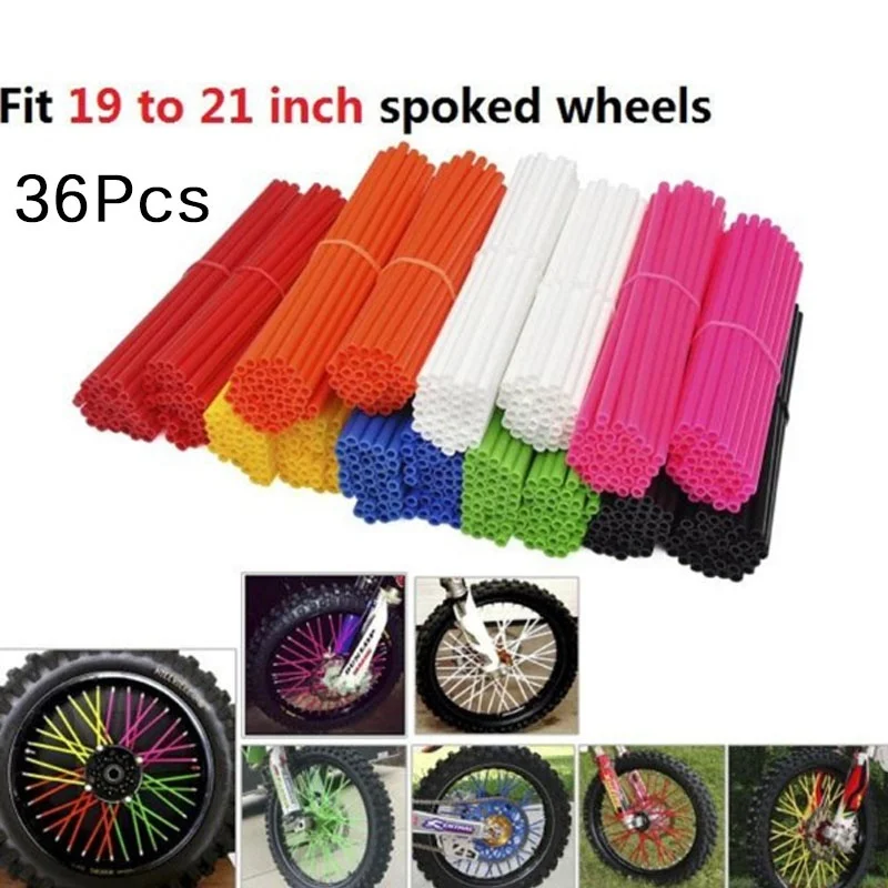 36pcs Motorcycle Wheel Rim Spoke Wrap Kit For Motocross Bicycle Bike Cruiser Chopper Cafe Racer Motorcycle Accessories
