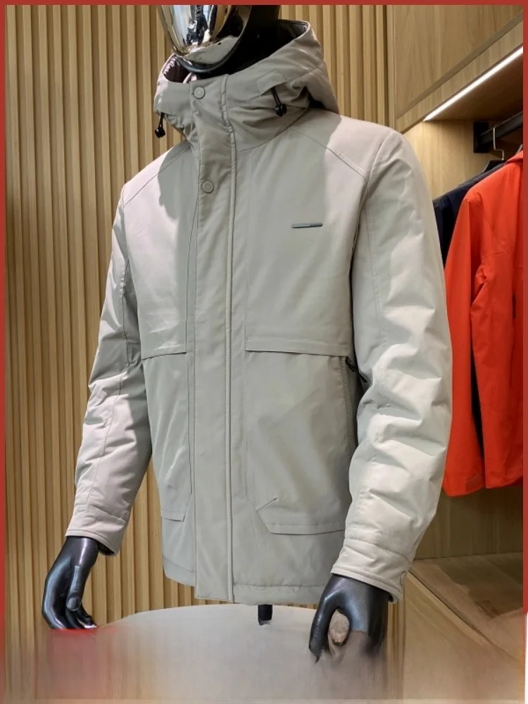 

Men's Winter Du down Jaet Hooded Windproof Waterproof Busin Casual Warm 90 Du Feather Vest Polyester Fiber Zipper
