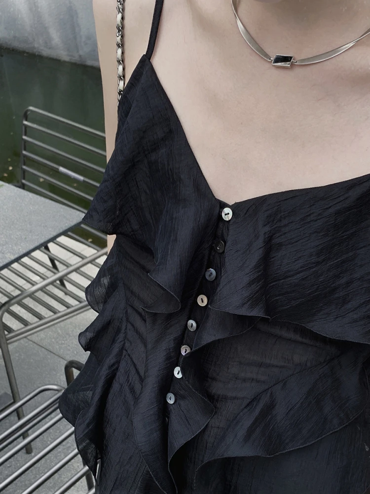 

ASM ANNA Women's Svel Vest Unique Lace Trim ter Ne Top Outerwear Innerwear Summer 2025 Commute Sle Slim Fit