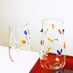 Hand Made Glass Lovely Color Water Cup Gift Candy Color Dots Cup Drinking Utensils Decor Glass Cup Coffee Mug Cute Tumbler