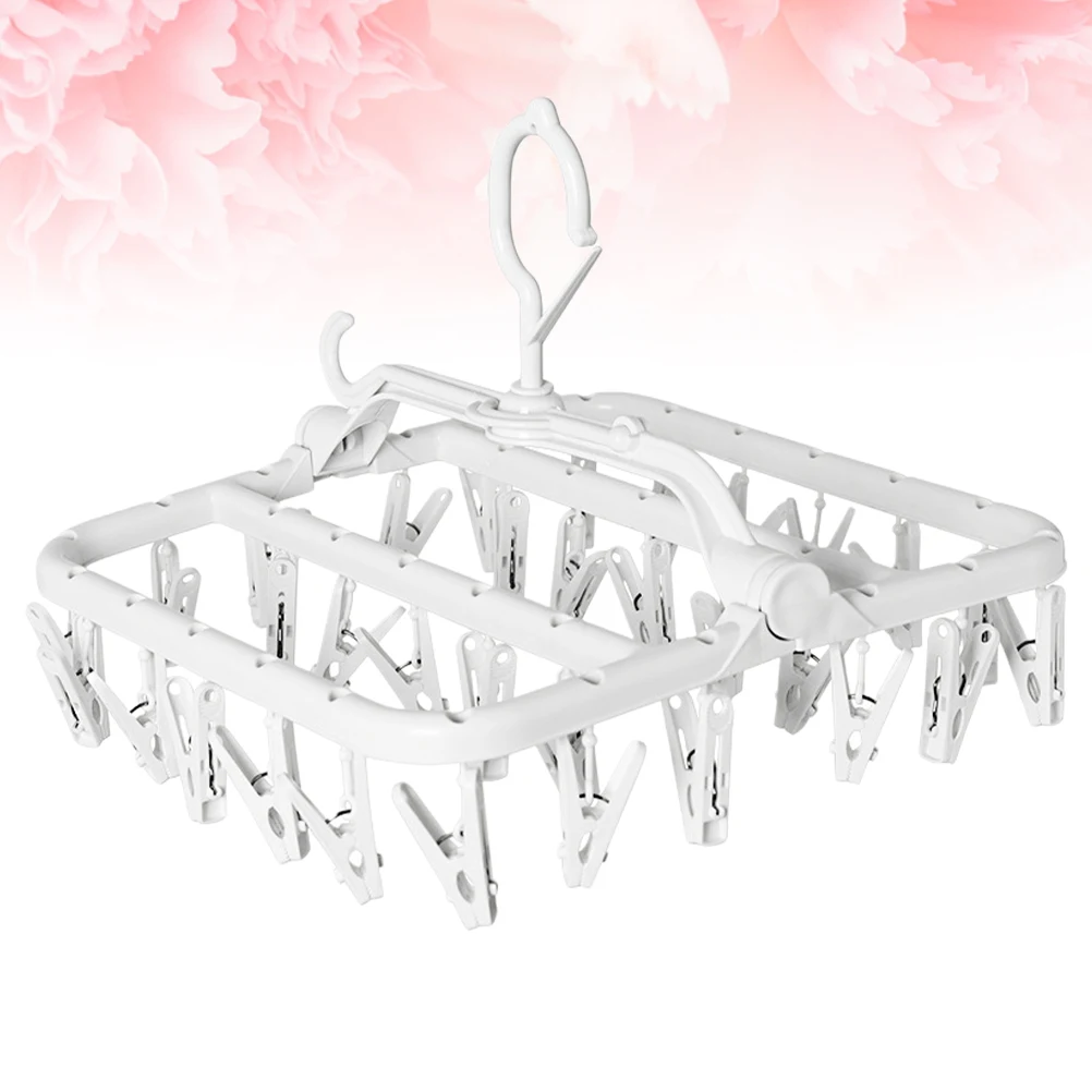 

Foldable Hangers Anti-slip Clothes Rack Pants Clip Sock Drying Hook Shawl Laundry Clips for White Holder