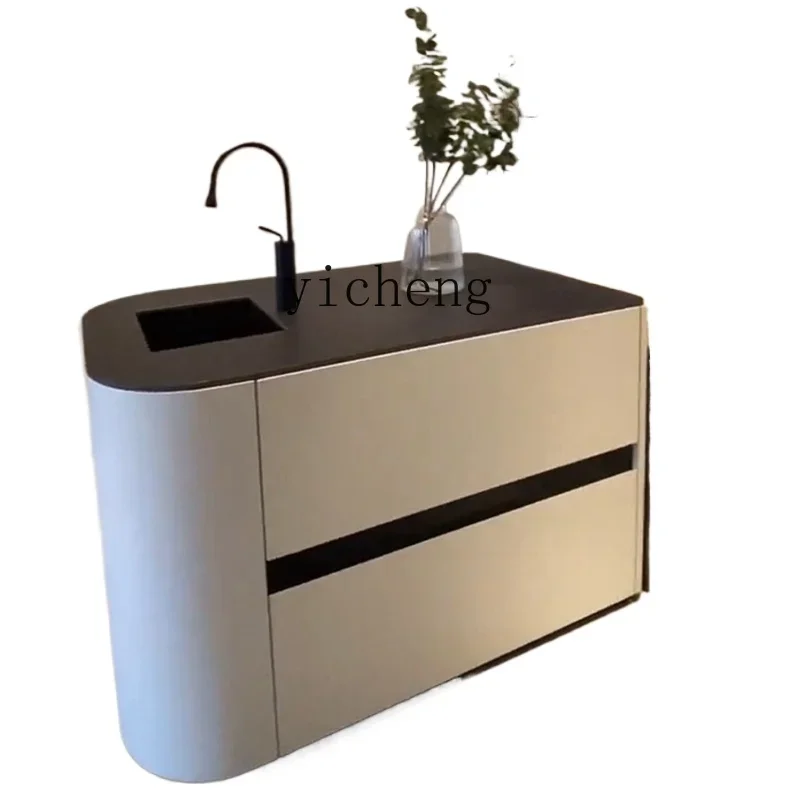 GZ  circular arc island dining table integrated with sink socket storage multi-functional island dining table