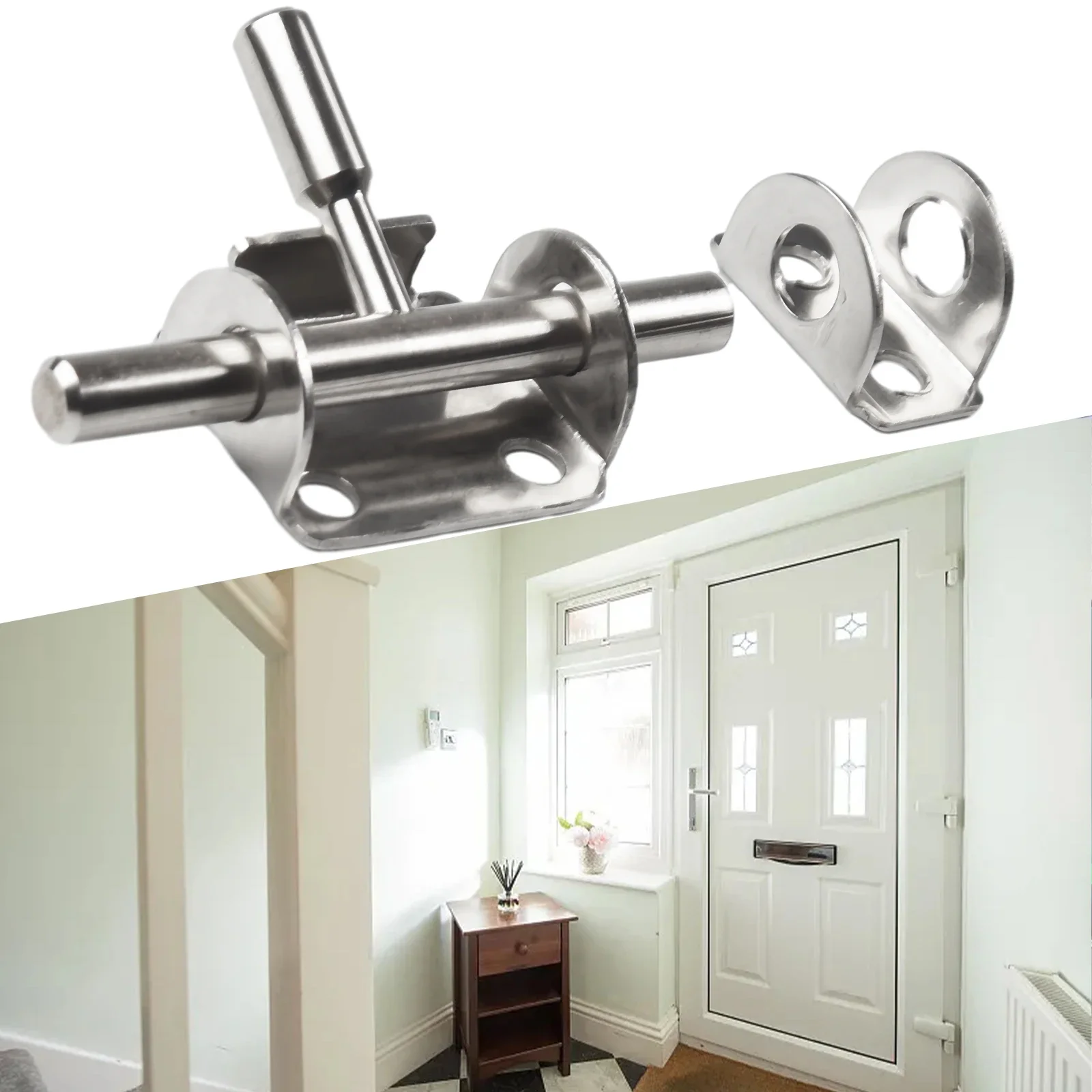 1pc Wooden Door Latch Stainless Steel Lock Hasp Sliding Bolt Safety Hardware Anti-rust Furniture For Home Latch Hardware