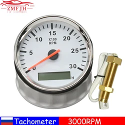 85mm Tachometer 3000RPM With Hourmeter Truck Car Boat Diesel Engine Tacho Meter RPM Gauge M18 / M16 Car Tachometer Sensor