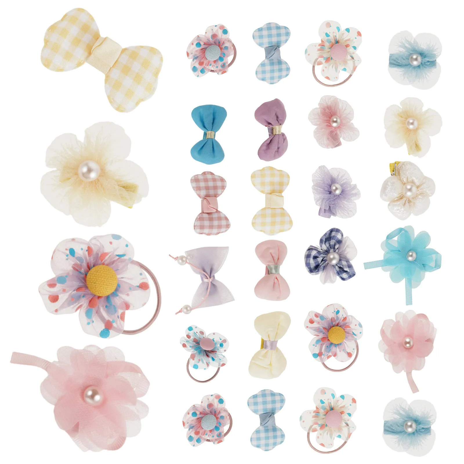 40Pcs Dog Cat Hair Barrettes Flower Bowknot Clip Set Small Pet Grooming Accessories Comfortable Secure Fit for Puppy Kitten