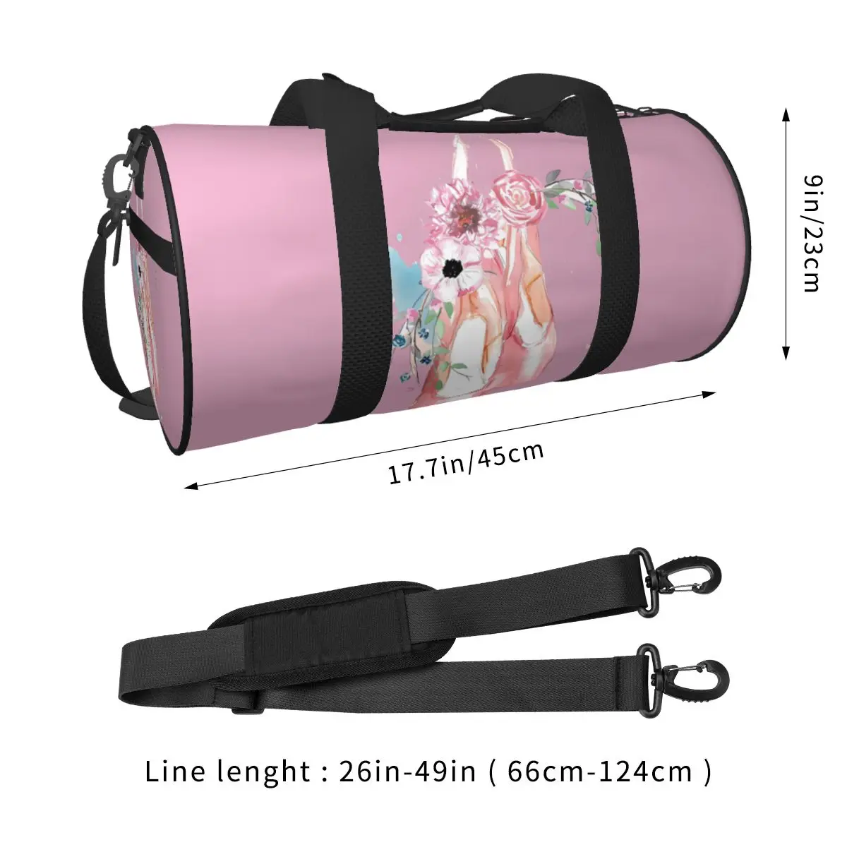 Cute Ballet Dance Gym Bag para homens, Sacos desportivos portáteis com sapatos, Travel Training, Bolsa personalizada, Saco de fitness para meninas, Kawaii, rosa