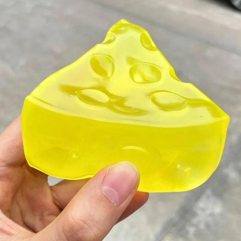 Transparent  Coconut Oil Cheese Slice Squishy Toy Soft Elastic Squeeze Fidget Toy Anti Anxiety Stress Relief Vent Toy for Adult