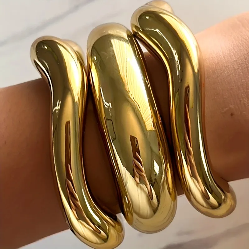 3pcs Fashionable Hip Hop Bracelets with Twisted Wave Shapes Suitable for Daily Wear Gatherings and Party Jewelry Gift for Travel