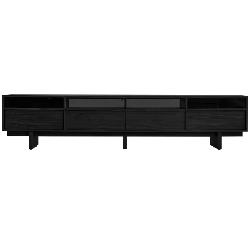 Nordic retro black TV cabinet medium antique solid wood audio-visual cabinet