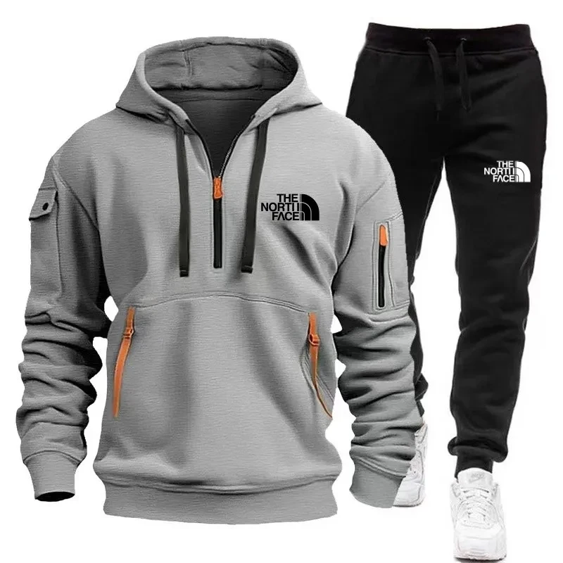 2024 Fashion Sportswear Plus Pants Sweatshirts Fleece Zipper Two Size Men\'s Set Hoodie Tracksuit Piece zipper hoodie S-3XL