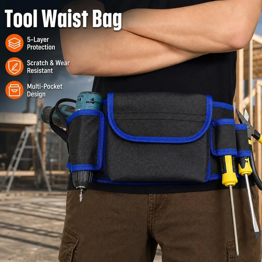 Oxford Cloth Tool Waist Bag Multi Pocket Electrician Carpenter Tool Pouch Belt Drill Screwdriver Hardware Storage Organizer