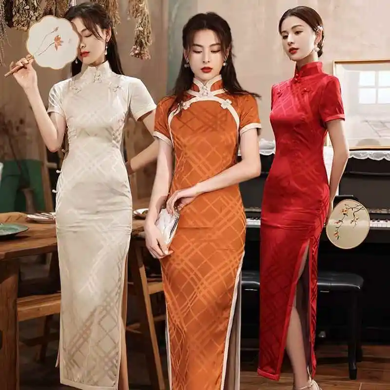 Modernes, schmal geschnittenes, langes Qipao für junge Mädchen von Dr. ort Sve, verbesserte Version, Alltagskleidung, Sommer, neue Sle-Polyesterfaser