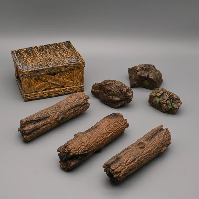 1/12 مقياس الجندي المشهد وضع نموذج محاكاة صندوق خشبي لشخصيات العمل 6 ''نموذج حجر الجسم #1