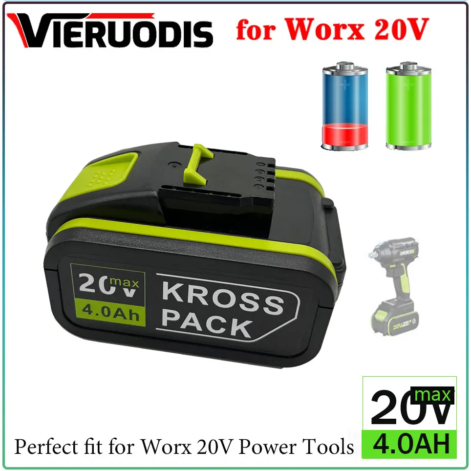 

For Worx 20V 4000mAh Battery Li-ion Battery WA3553 WA3551 WA3551 WA3572 WA3553 WX390 WA3551 WX178 WU268 Drill Battery