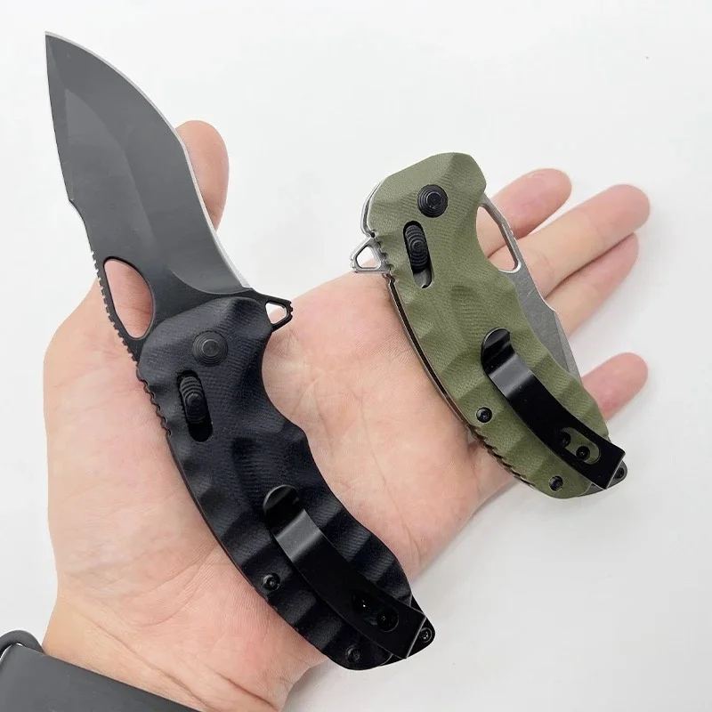 EDC 4 Colors Mini Pocket Folding Knife CTS-XHP Satin Plain Blade Linen Micarta Handle Camping Hiking Portable Durable Multitools