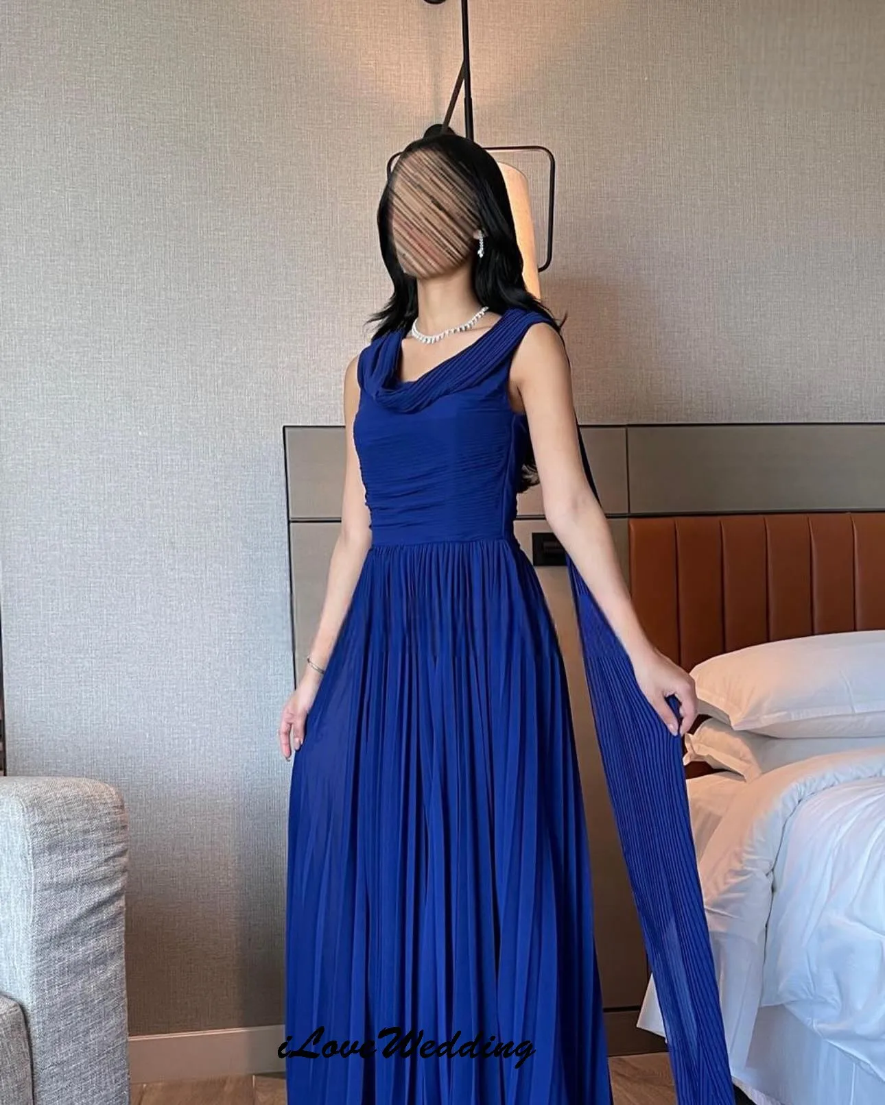 

Klein Chiffon A-Line Evening Dresses 2025 Elegant Woman Party Dress Sleeveless Formal Prom Dress Ribbons Floor Length Customized