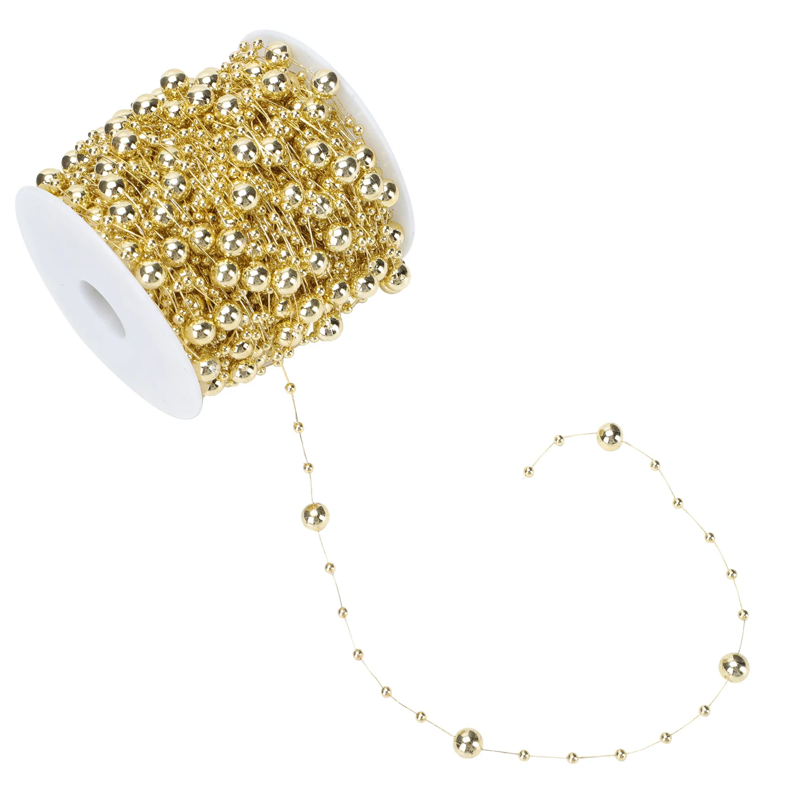 

1roll Christmas Beads Chain Flexible Plastic Fishing Line Xmas Tree Beads Decorative Strand DIY Crafts Party Decoration