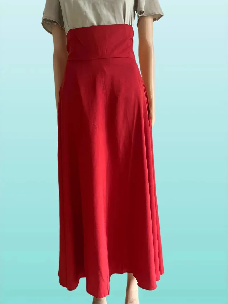 Bodenlanger, lockerer Damenrock, Farbe, schlankmachend, Hüftbedeckung, f-Länge, lässiges Sle-Polyester-Material, H-Form