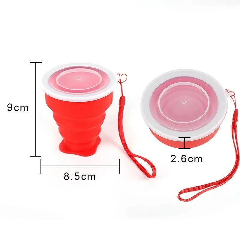 Portable Silicone Retractable Folding Cup with Lid Telescopic Collapsible Drinking Cup Outdoor Travel Water Cup coffee cup