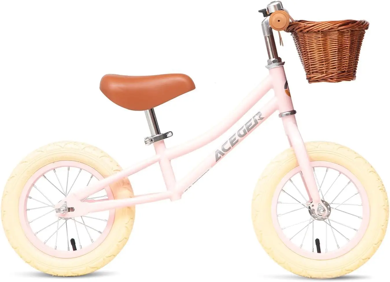 12" Kids Balance Bike with Basket, No Pedal Toddler Bicycle for Early Learning Leg Strength and Steady Balancing, Durable Frame&