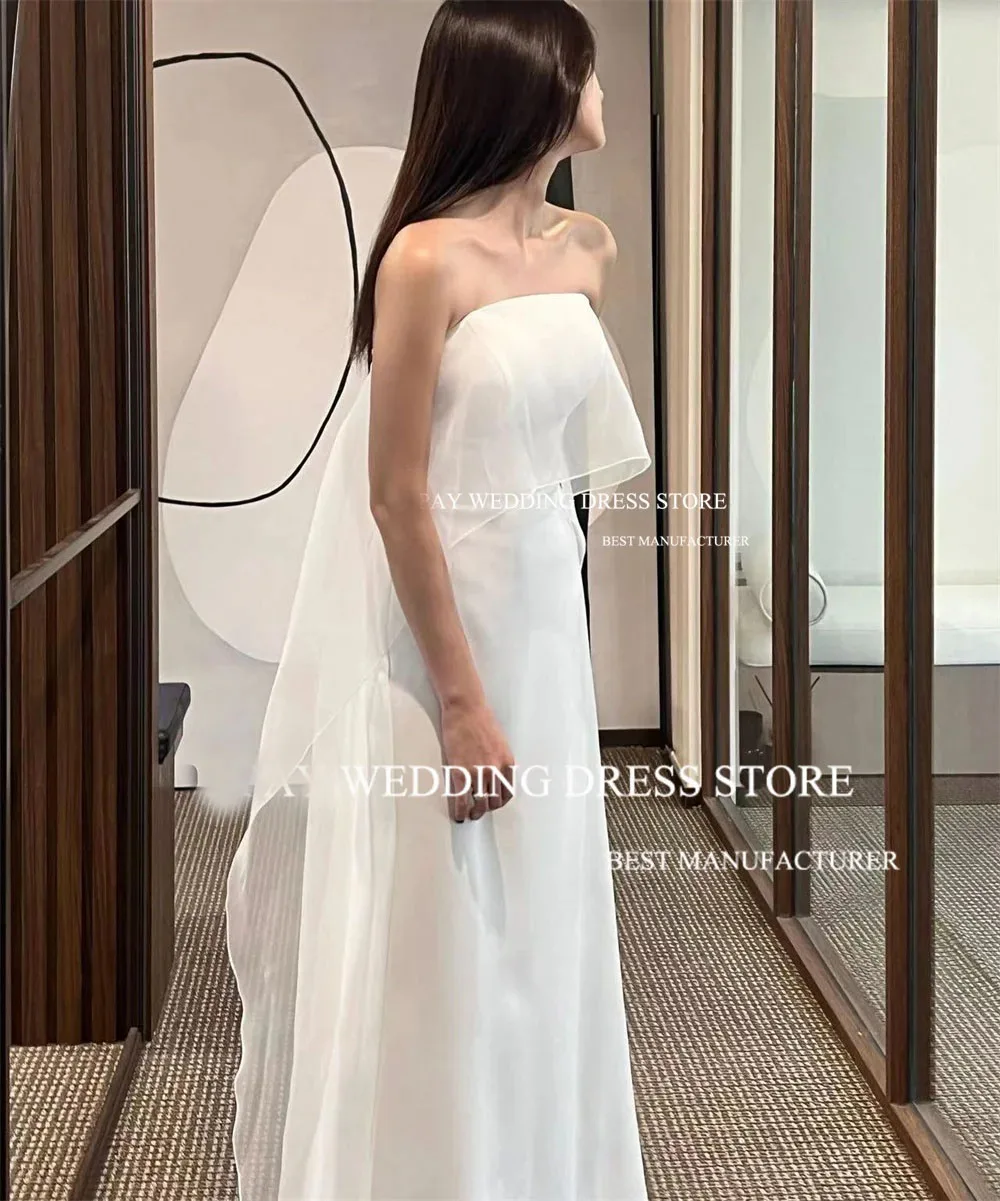 

Шелковое атласное свадебное платье-русалка из Кореи, без бретелек, простое, в пол, для торжественных мероприятий, однотонное, на заказ