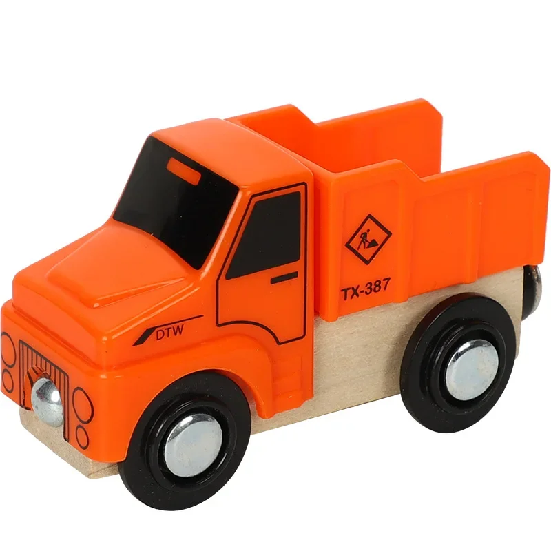 Magnetic Wood Truck Car Train Rail Model Toy Engineering Truck Bus