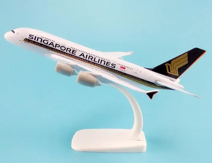 

20cm Metal Alloy Plane Model Air Singapore Airlines Aircraft Airbus 380 A380 Airways Airplane Model w Stand