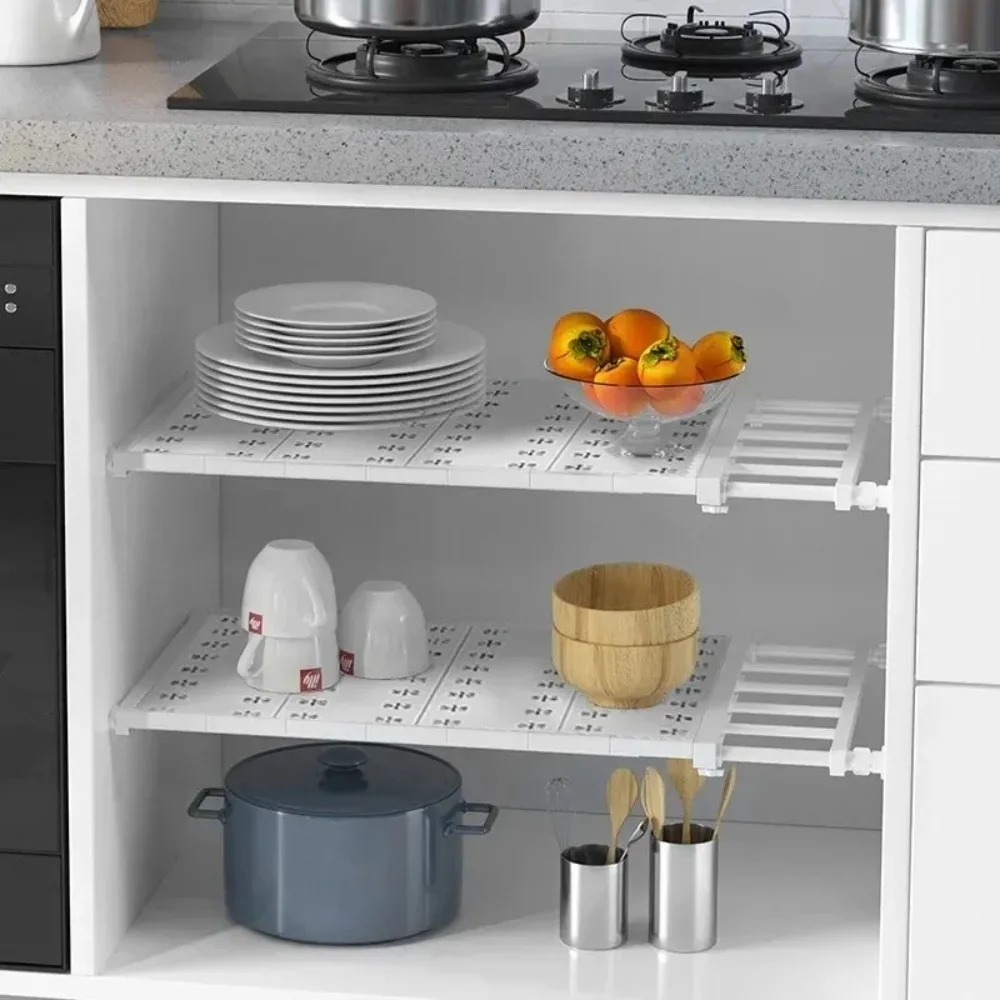 

New Punch-free Expandable Divider Adjustable Tension Rod Retractable Layers Board DIY Closet Shelf Wardrobe Storage