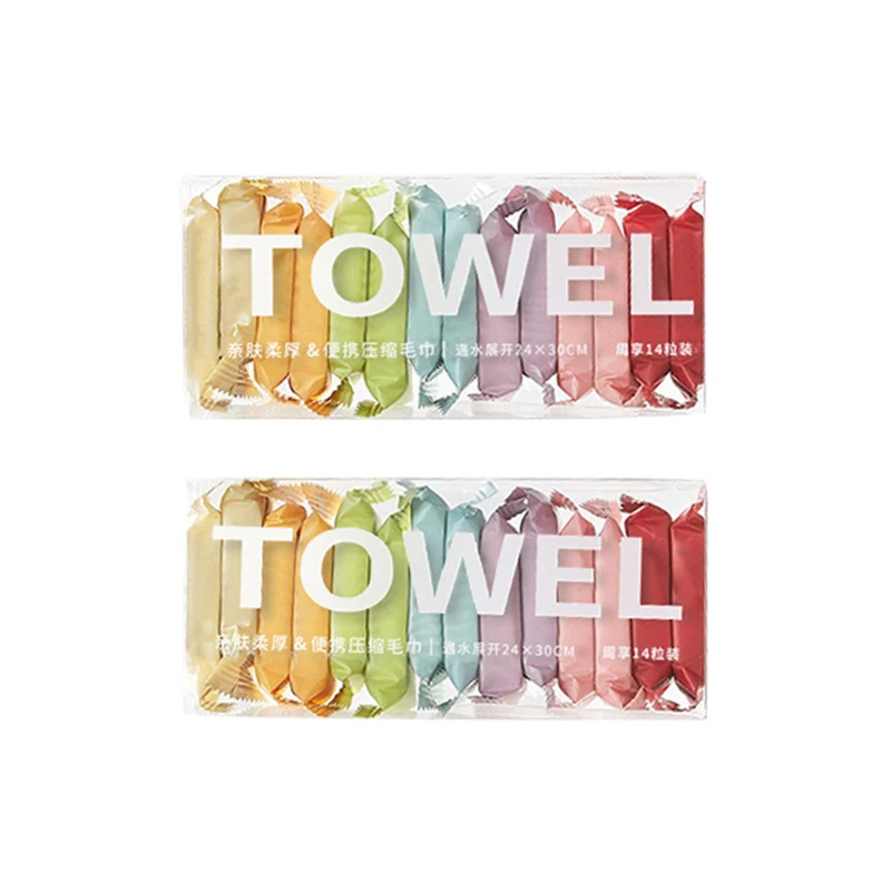 

7/14pcs Disposable Washcloth Portable Travel Towel Thickened Compressed Face Cleansing Beauty Square Towel