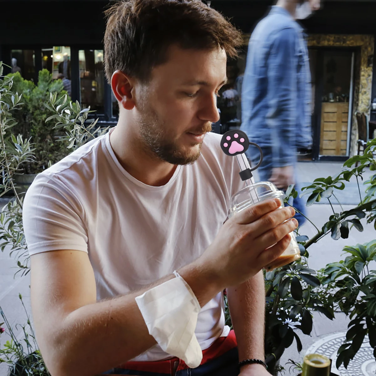 

2Pcs Creative Black Cat Paw Silicone Straw Plug Straw Tips Cover Dustproof Leakproof Protector Fits 6-8mm Drinking Straws