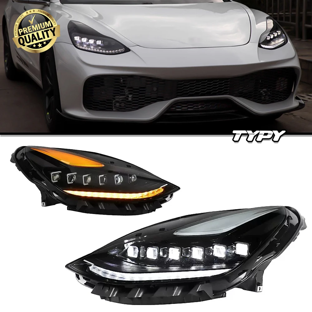 

Автомобильная фара TYPY для Tesla Model 3/Y, обновление 2019-2022, модифицированная для нового DRL, динамический указатель поворота, светодиодная фара, автоаксессуары