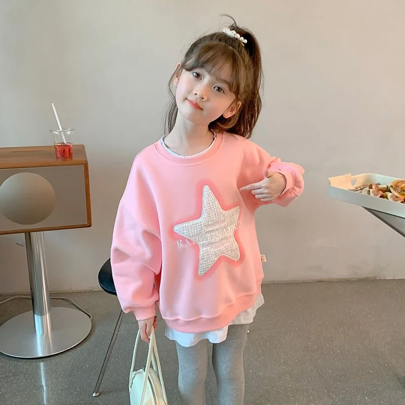 

Girls Hoodies Sweatshirts Cotton Tops Overcoat 2024 Stars Spring Autumn Outwear Kids Sport School Children's Clothing