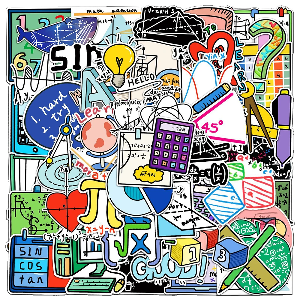 10/30/50pcs Mathematical Formula Graffiti Stickers Funny Cartoon Decals DIY Guitar Luggage Scrapbook Educational Reward Sticker