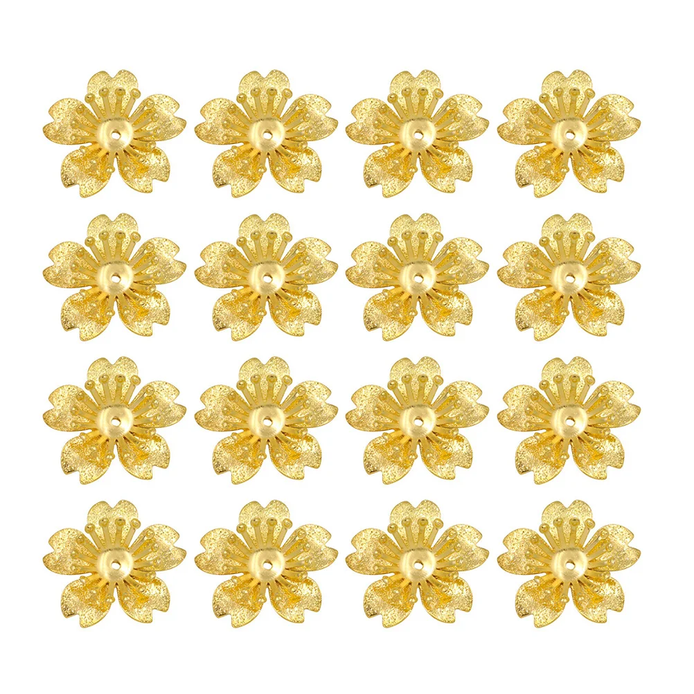

100 pcs Metal Flower Pieces 20Mm Golden Frosted Double Layer For Diy Hairband Brooch Hairpin Craft Spacer Charm Jewelry Decor
