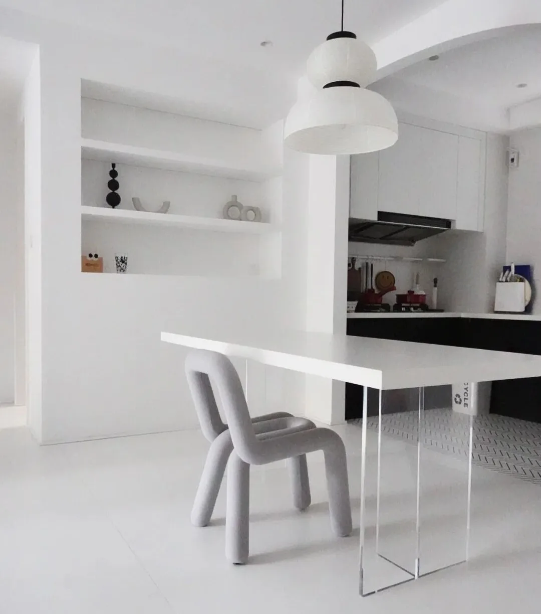 ！@Modern White Customized Design Solid Wood Acrylic MDF Office Desk Quiet Style Transparent Table Suspension Home Dining Hotel U