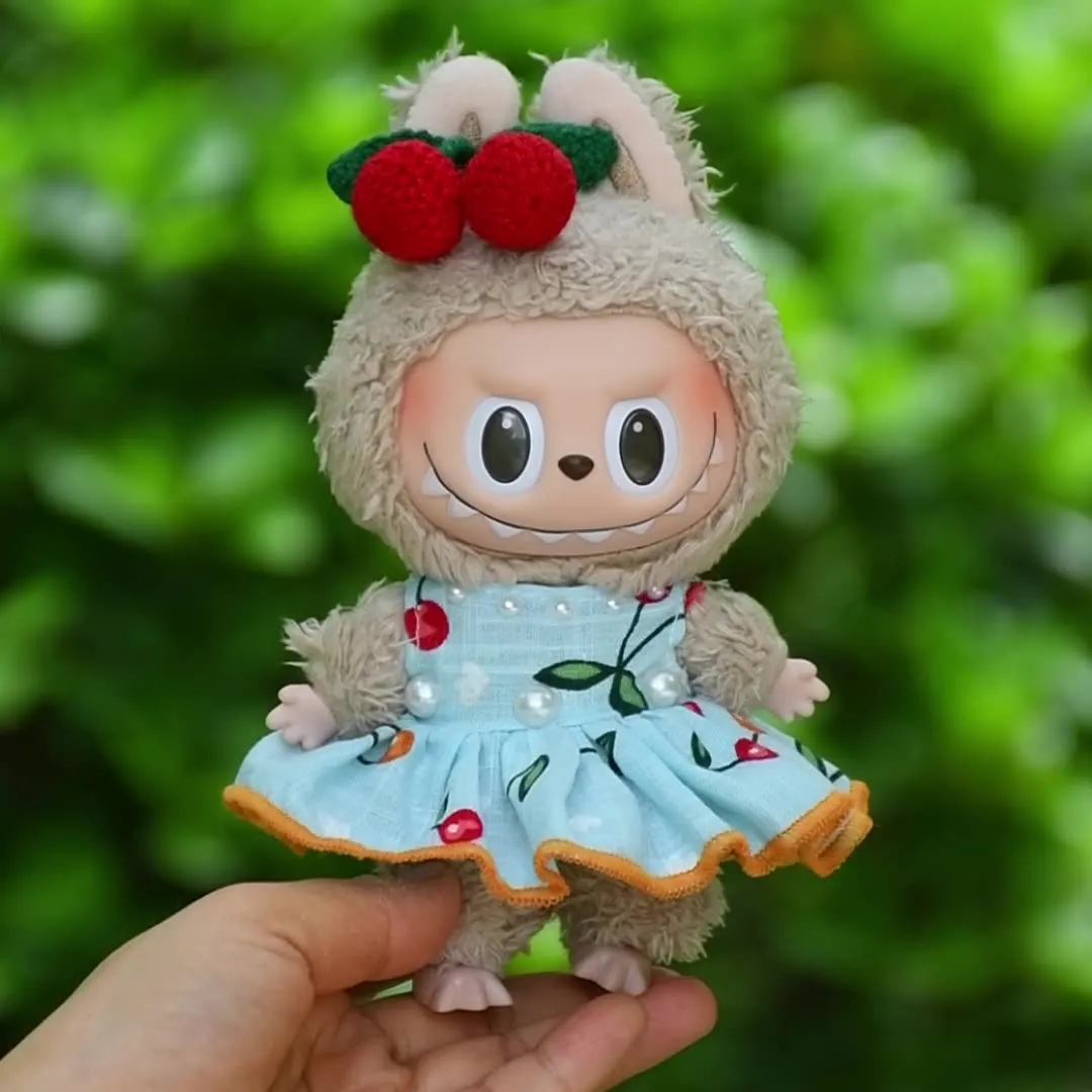 

Одежда Labubu для 15-17 см V1/2/3, мини-плюшевая кукла Labubu, вишневый жилет, юбка, аксессуары, игрушки «сделай сам», подарок для фанатов