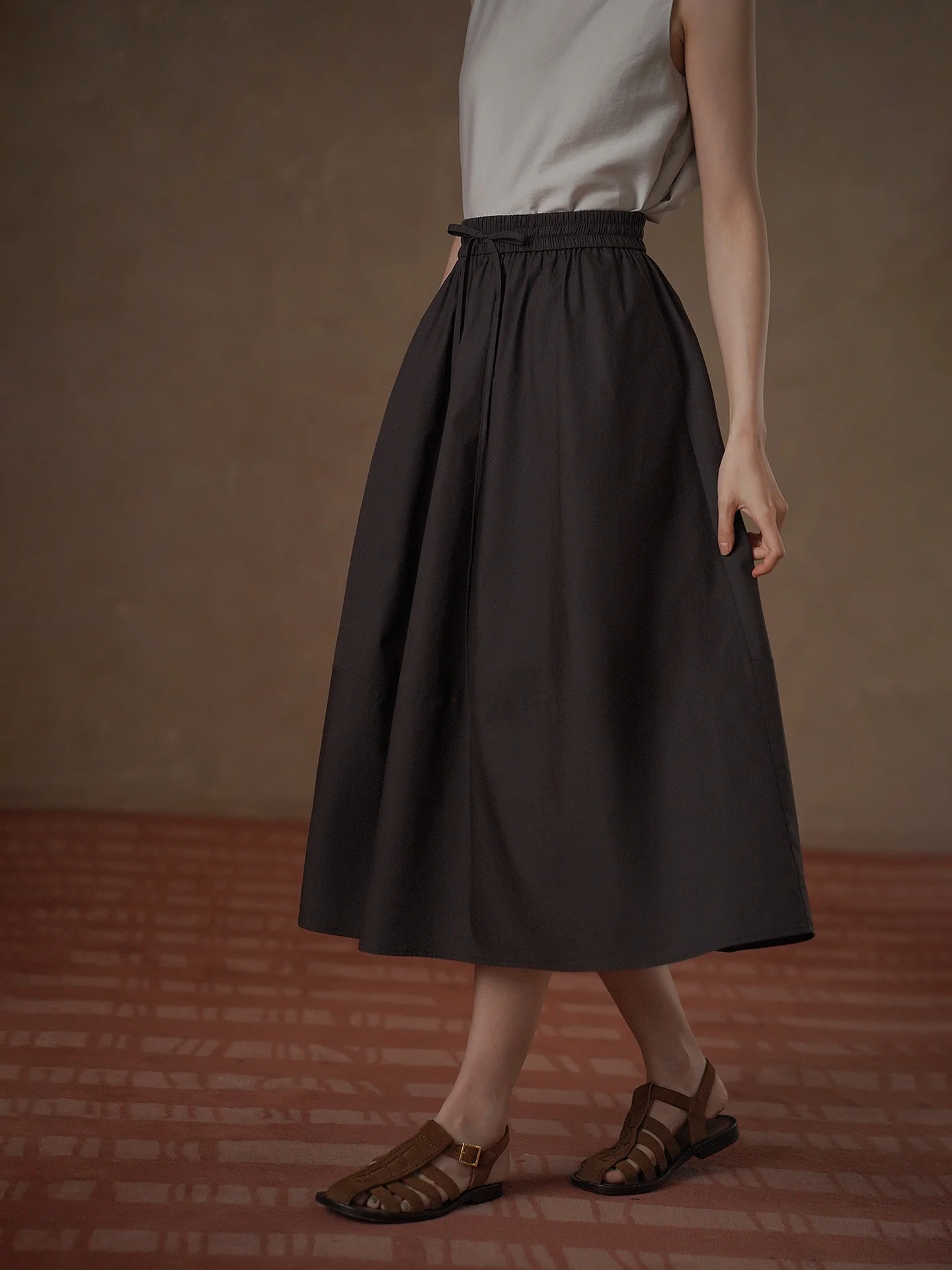 Classic High Waist Puffy Half Skirt for Women Thick Treen Classic Style Commute Simple Style A-Line Skirt Cotton Fabric