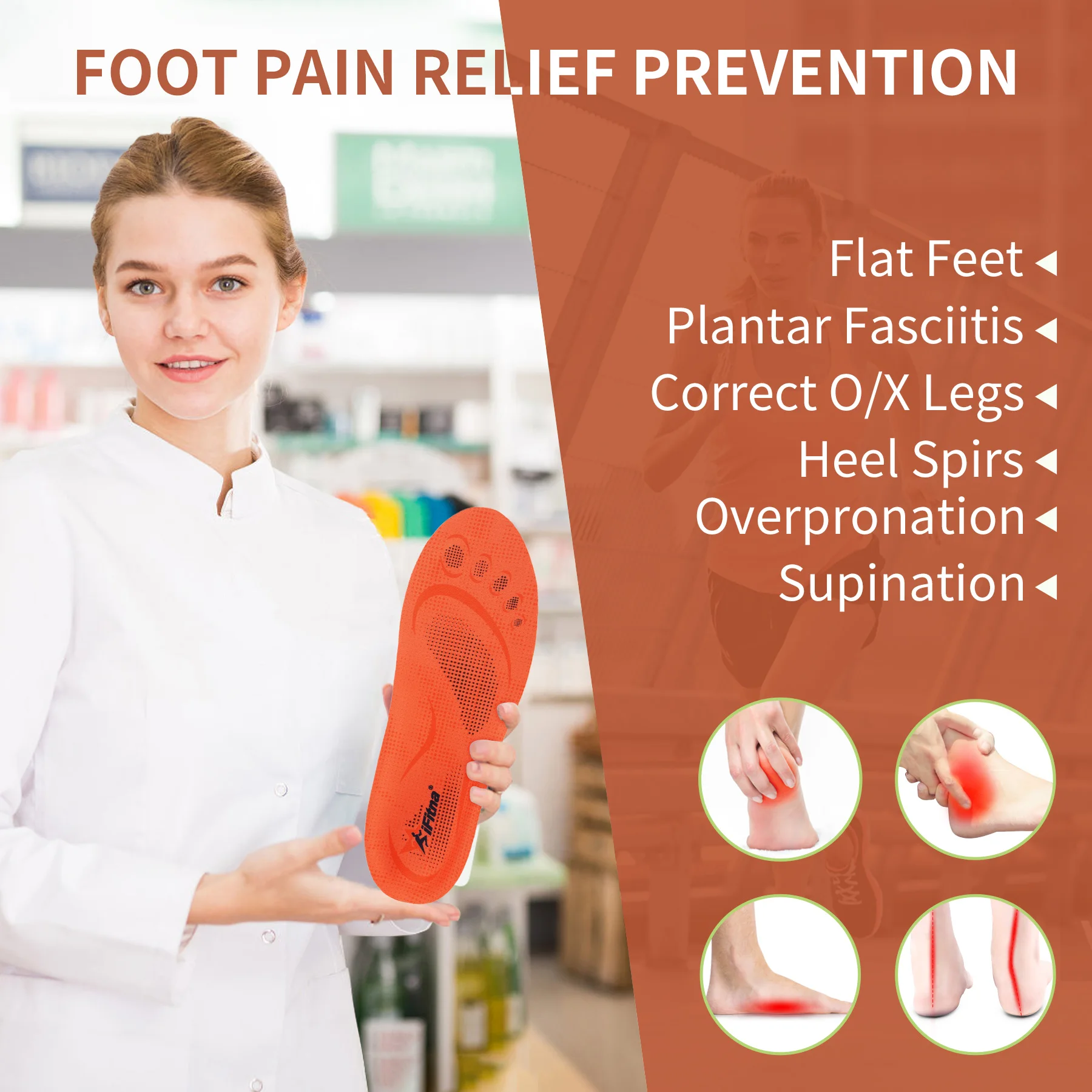 Orthopädische Sport-Einlegesohle für Plattfüße mit hoher Fußgewölbestütze, Plantarfasziitis, für Männer und Frauen, Sneaker-Einlagen, Plantillas-Einlegesohle – Detail 7