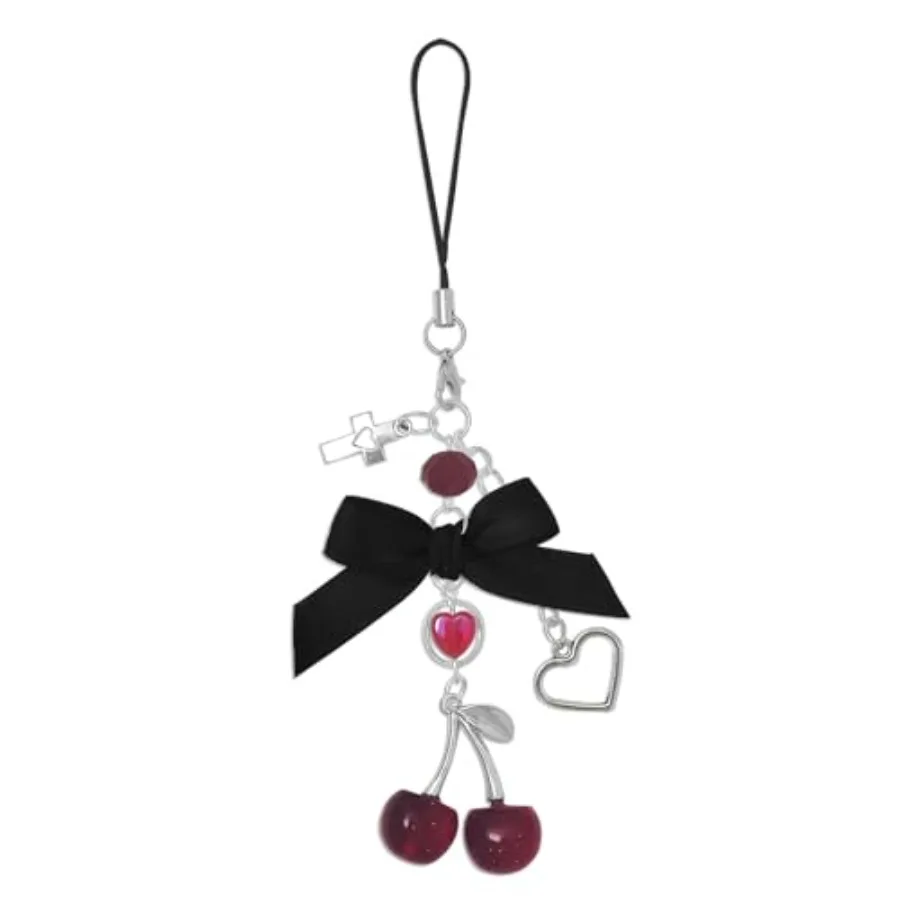 

Phone Charms Strap Cute CellPhone Straps Aesthetic Black Phone Chain for Camera Keychain Bag Pendant Decor Gift